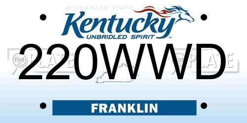 220WWD Kentucky License Plate
