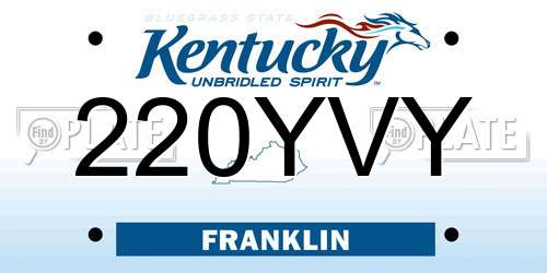 220YVY Kentucky License Plate
