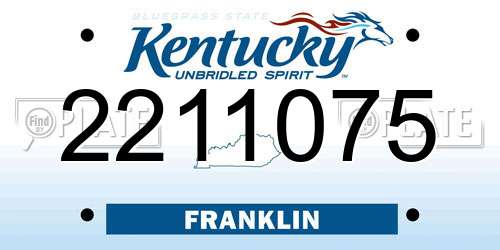 2211075 Kentucky License Plate
