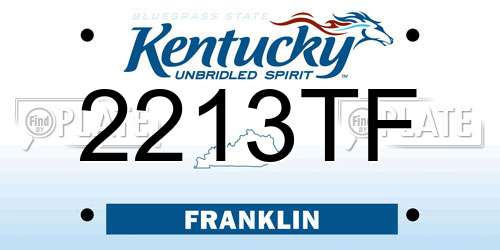2213TF Kentucky License Plate