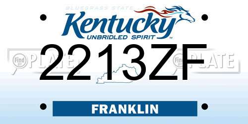 2213ZF Kentucky License Plate