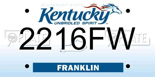 2216FW Kentucky License Plate