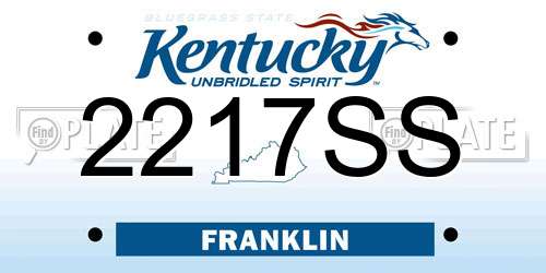 2217SS Kentucky License Plate