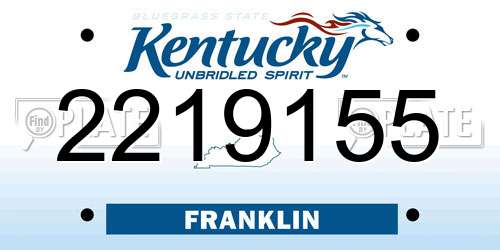 2219155 Kentucky License Plate