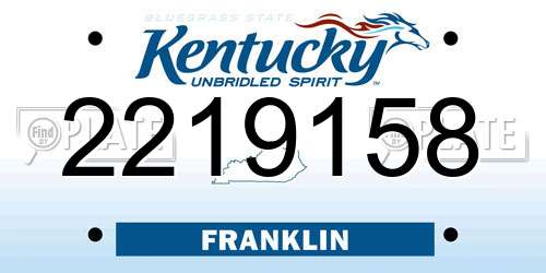 2219158 Kentucky License Plate