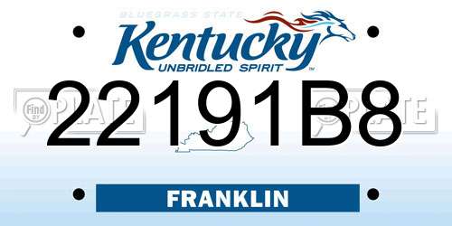 22191B8 Kentucky License Plate