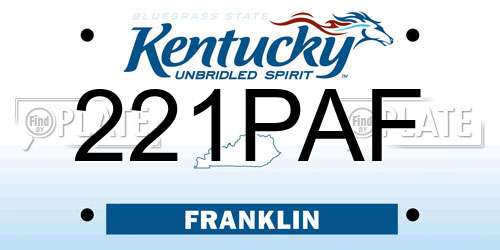 221PAF Kentucky License Plate