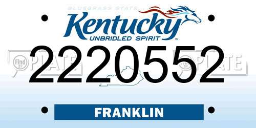 2220552 Kentucky License Plate