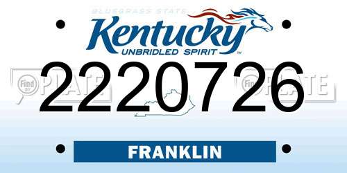 2220726 Kentucky License Plate