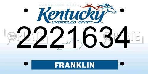 2221634 Kentucky License Plate