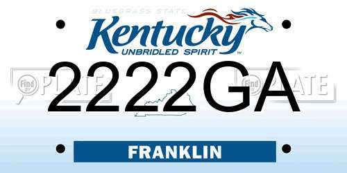 2222GA Kentucky License Plate