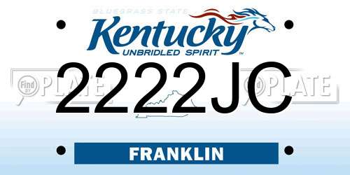2222JC Kentucky License Plate