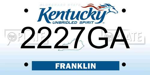 2227GA Kentucky License Plate
