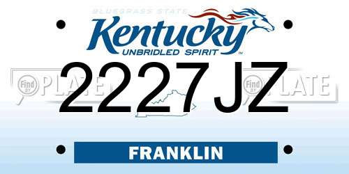 2227JZ Kentucky License Plate
