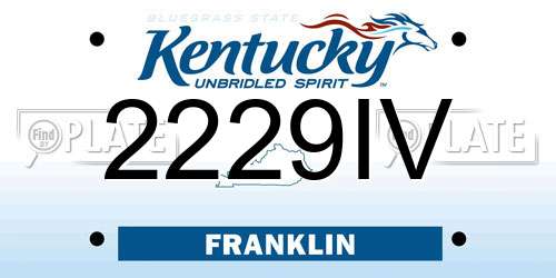 2229IV Kentucky License Plate