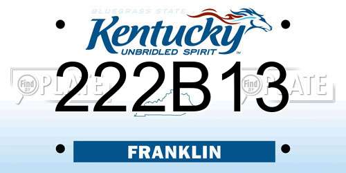 222B13 Kentucky License Plate