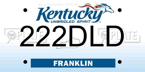 222DLD Kentucky License Plate