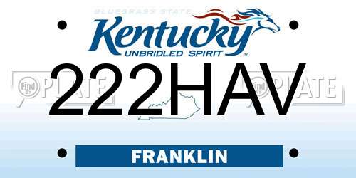 222HAV Kentucky License Plate