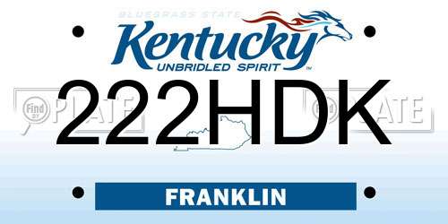 222HDK Kentucky License Plate