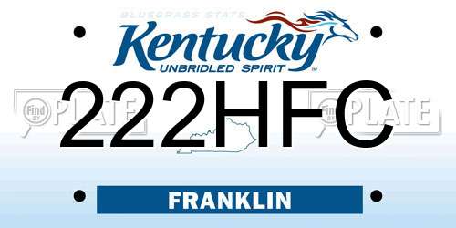 222HFC Kentucky License Plate