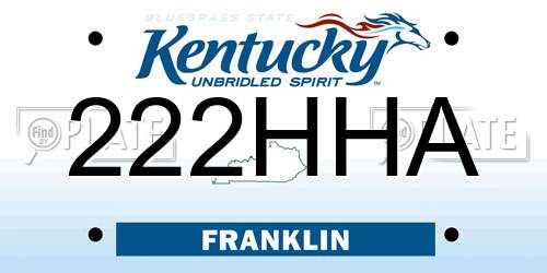 222HHA Kentucky License Plate