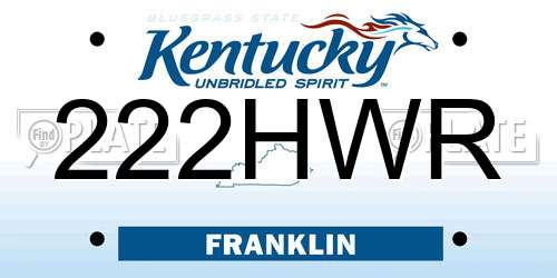 222HWR Kentucky License Plate