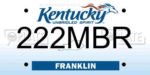222MBR Kentucky License Plate