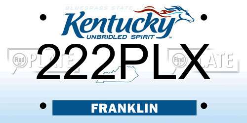 222PLX Kentucky License Plate