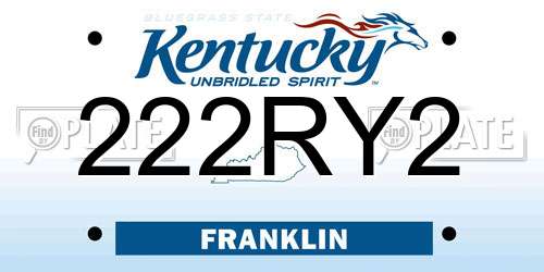 222RY2 Kentucky License Plate