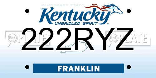 222RYZ Kentucky License Plate