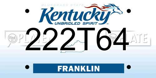222T64 Kentucky License Plate