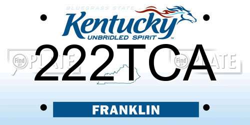 222TCA Kentucky License Plate
