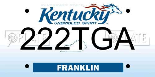222TGA Kentucky License Plate