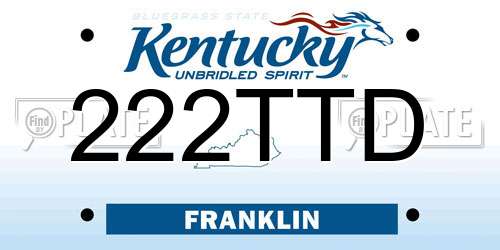 222TTD Kentucky License Plate