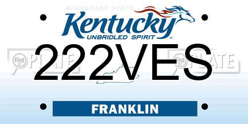 222VES Kentucky License Plate