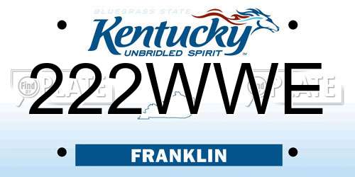 222WWE Kentucky License Plate