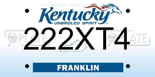 222XT4 Kentucky License Plate