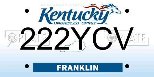 222YCV Kentucky License Plate