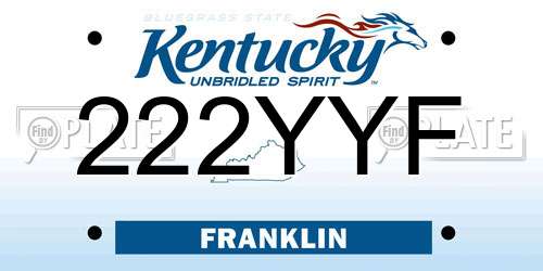 222YYF Kentucky License Plate