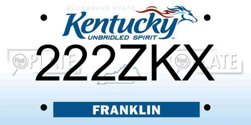 222ZKX Kentucky License Plate