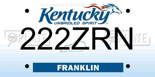222ZRN Kentucky License Plate