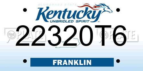 22320T6 Kentucky License Plate