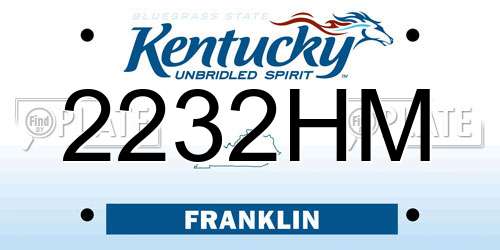 2232HM Kentucky License Plate