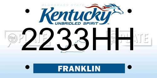 2233HH Kentucky License Plate