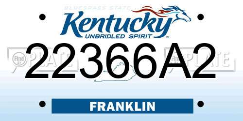 22366A2 Kentucky License Plate
