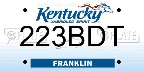 223BDT Kentucky License Plate