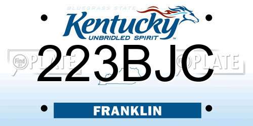 223BJC Kentucky License Plate