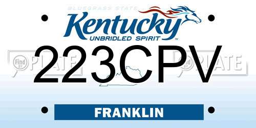 223CPV Kentucky License Plate