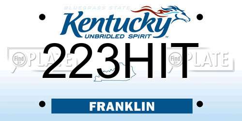 223HIT Kentucky License Plate