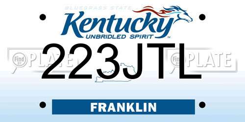 223JTL Kentucky License Plate